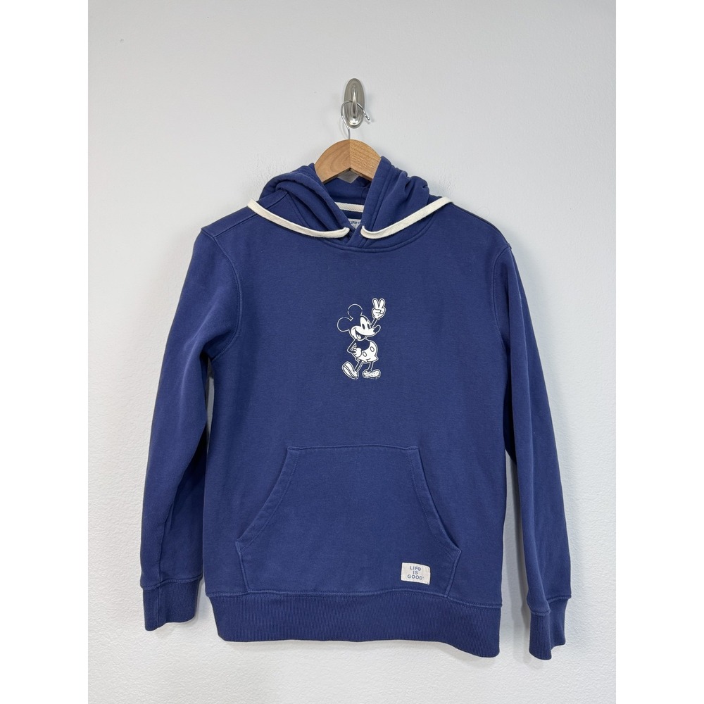 Life Is Good Hoodie Women's XS Blue Disney Mickey Mouse Graphic Pullover